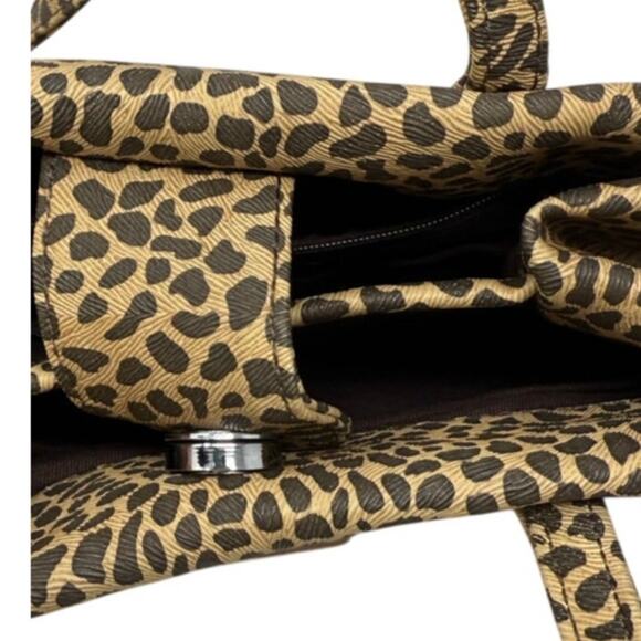 Nine West Leopard Print Shoulder Bag Snap Top Animal Pattern Purse - Picture 5 of 7